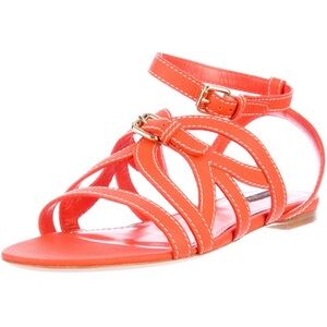 Louis Vuitton Orange Leather Gladiator Sandals Women’s Designer Size 40